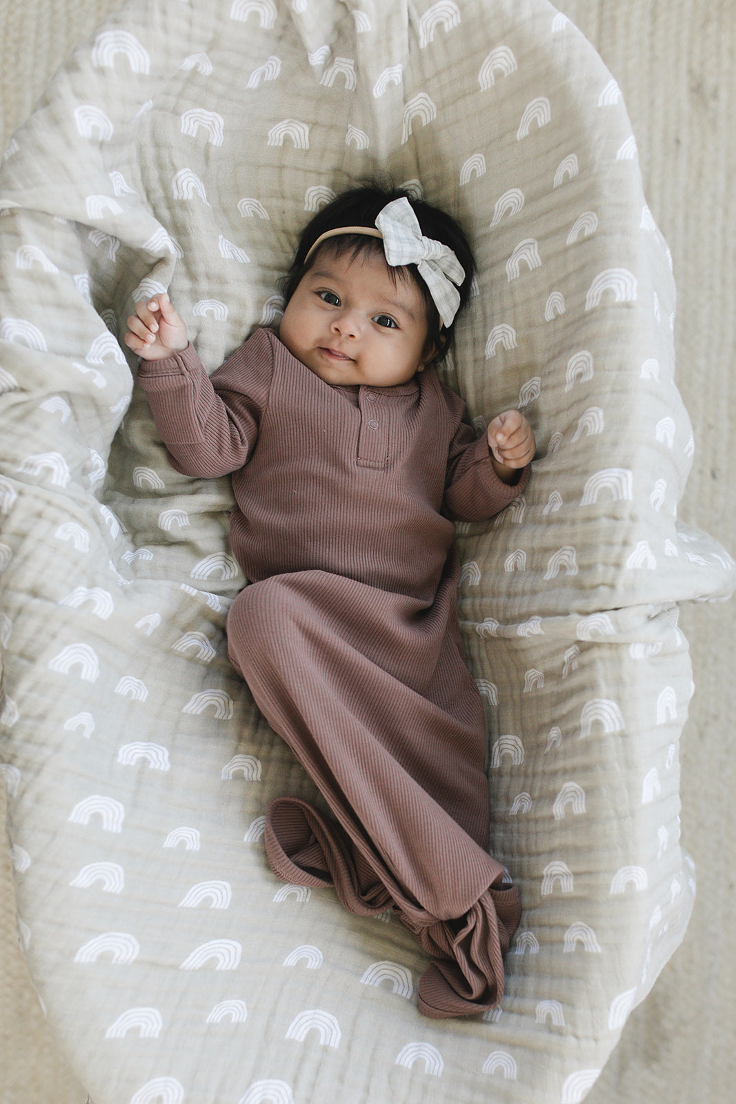 Plum Organic Cotton Ribbed Knot Gown