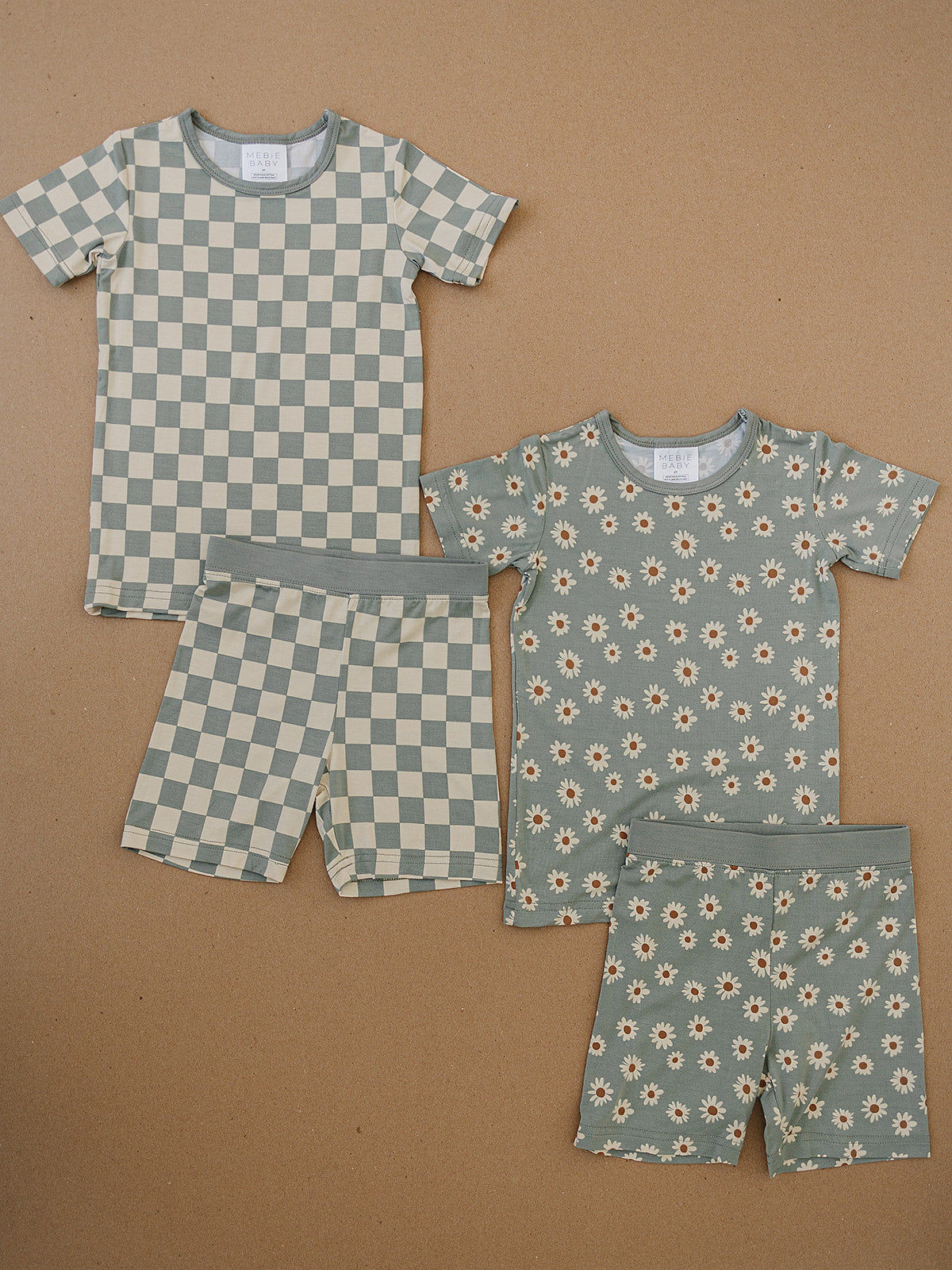 Light Green Checkered Bamboo Cozy Short Set