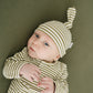 Olive Stripe Newborn Knot Hat