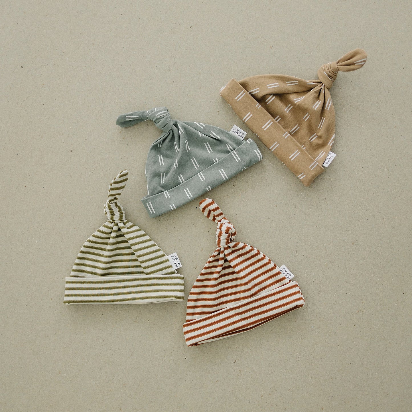 Light Mustard Strokes Newborn Knot Hat