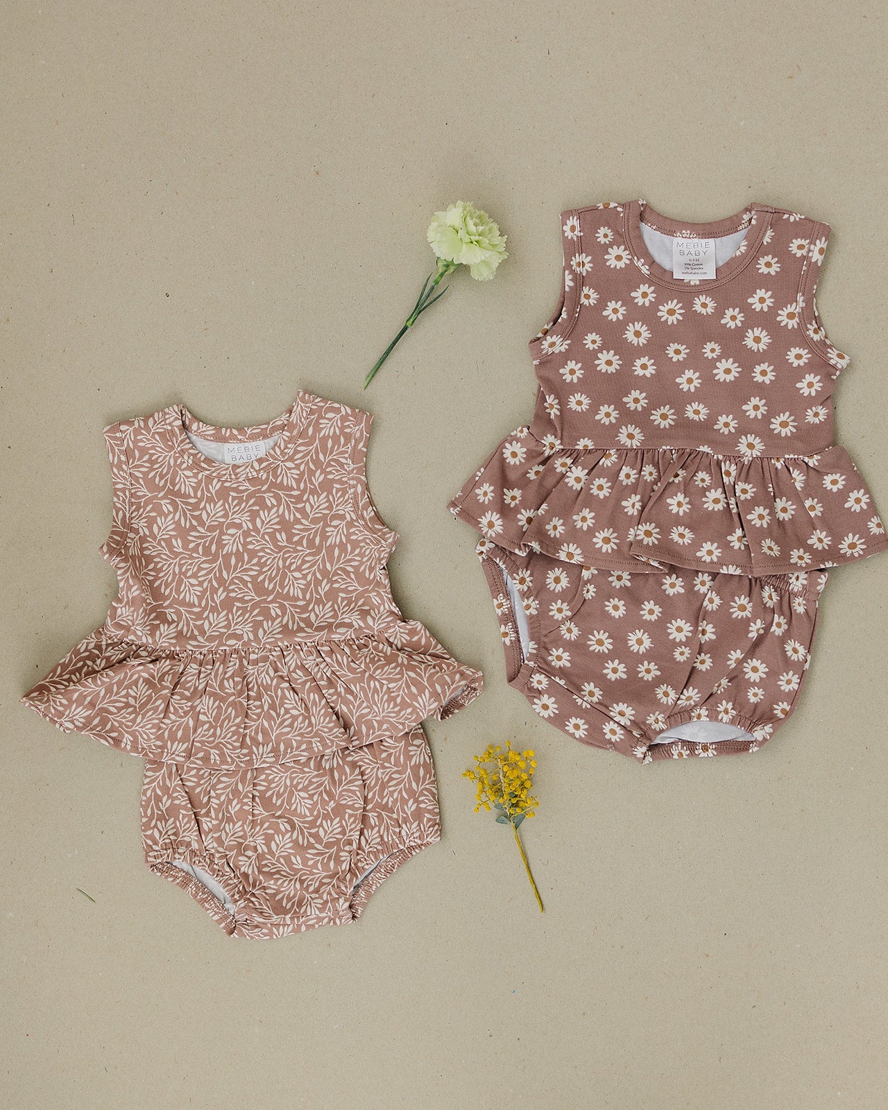 Dusty Rose Vines Peplum Set