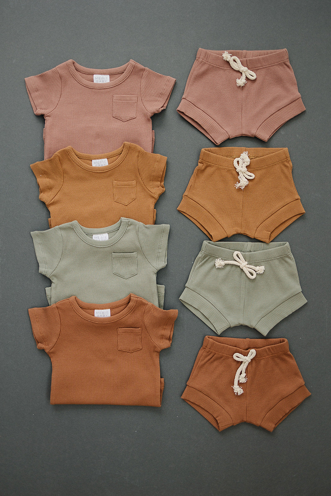 Dusty Rose Organic Cotton Ribbed Short Set