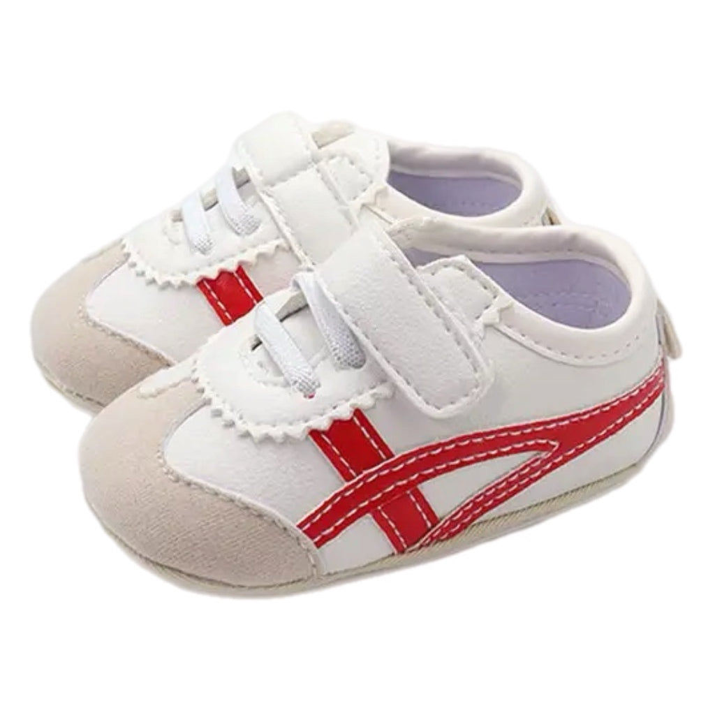 Off White Sneakers w/ Red Design