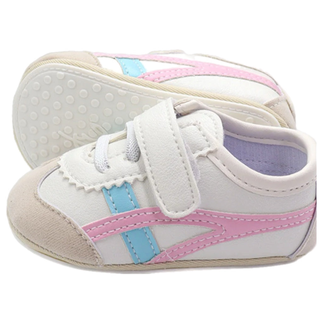Off White Sneakers w/ Pink Blue Design