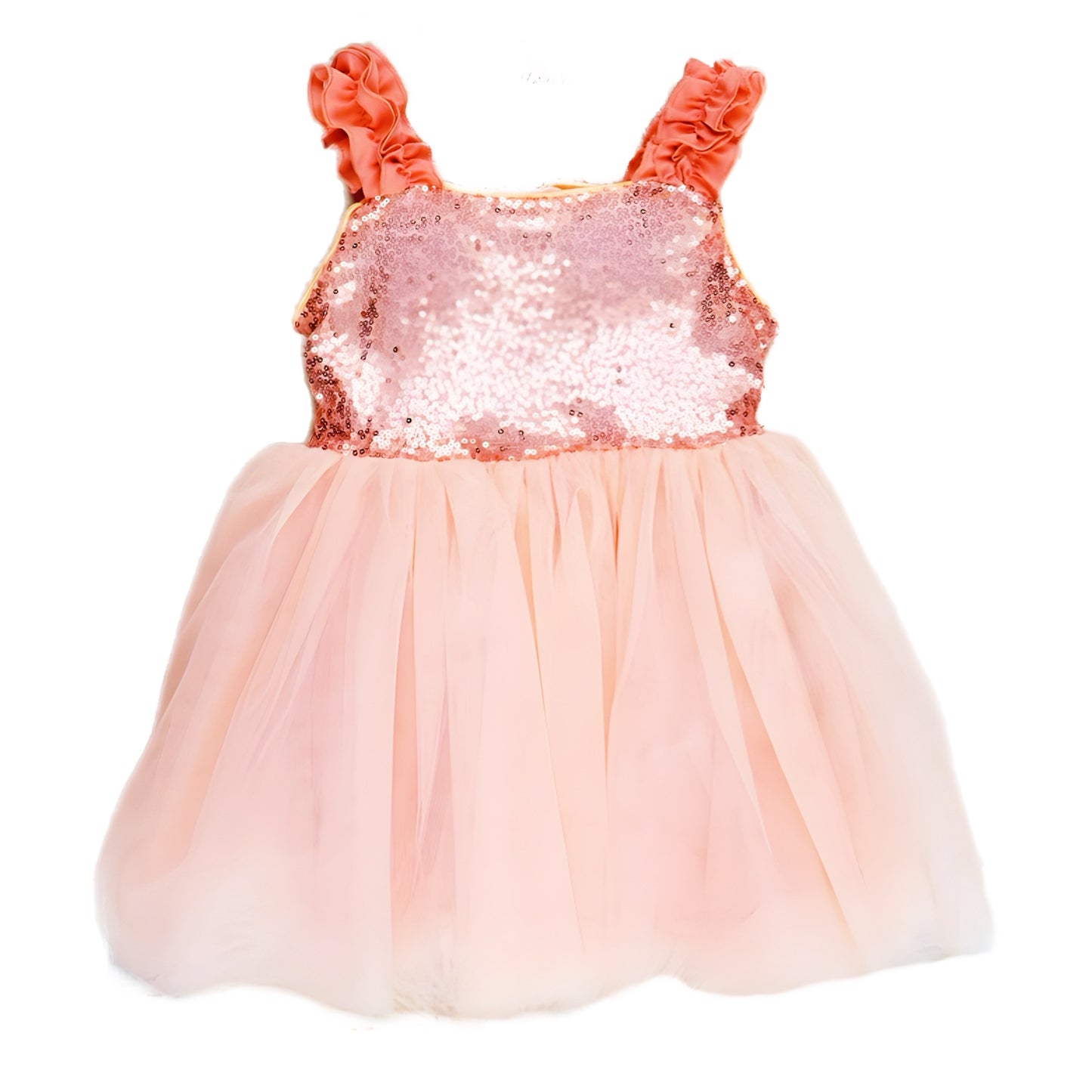 Coral Tulle Dress with Sequin
