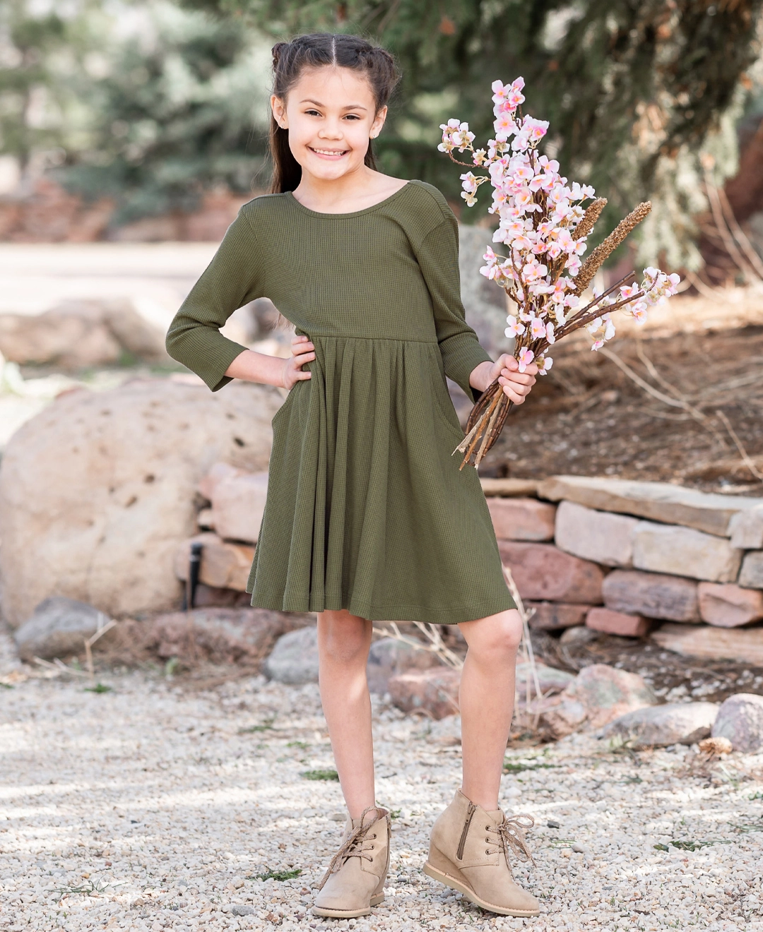 Juniper Knit 3/4 Sleeve Twirl Dress