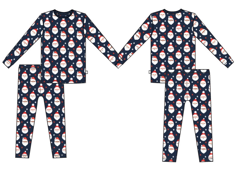 Vintage Santa Two Piece Jammies Navy