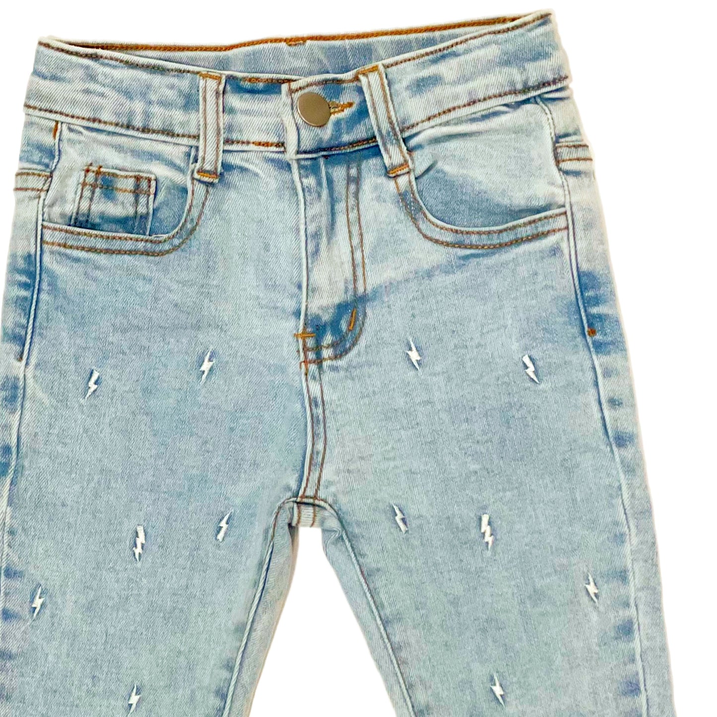 Embroidered Lightning Bolt Ankle Jeans