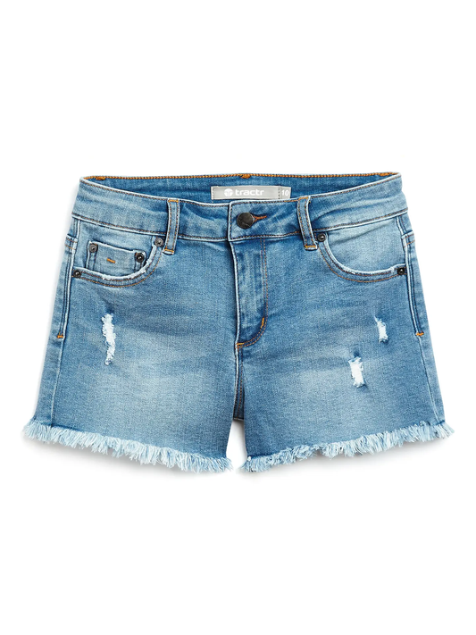 GIRLS-5 Pockets Fray Shorts with DESTRUCTION