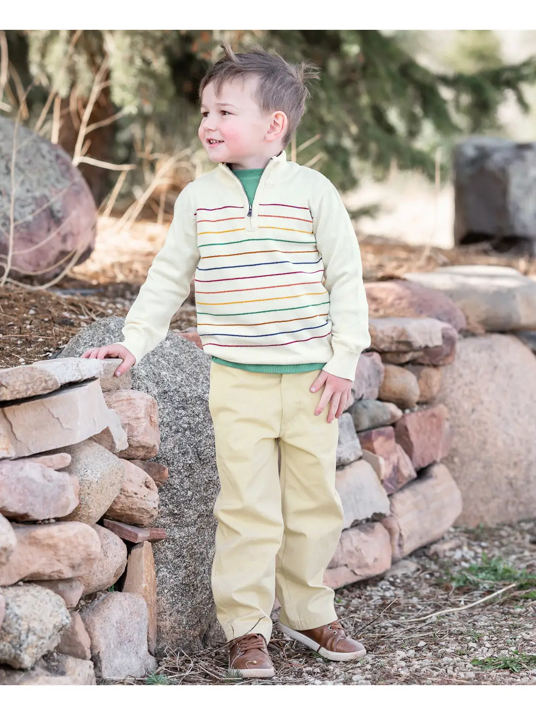 Autumn Rainbow Quarter Zip Sweater