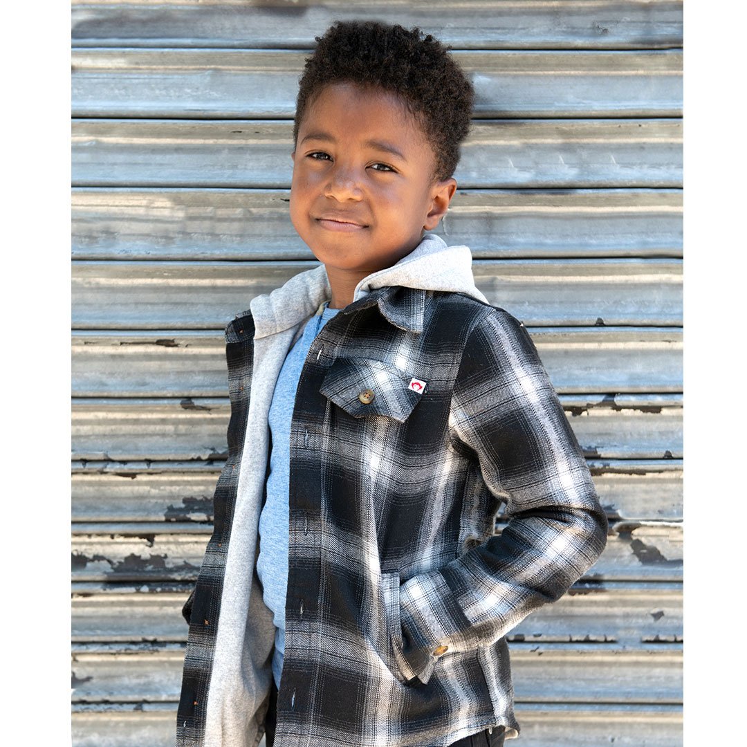 Glen Hooded Shirt (Greyscale Plaid)