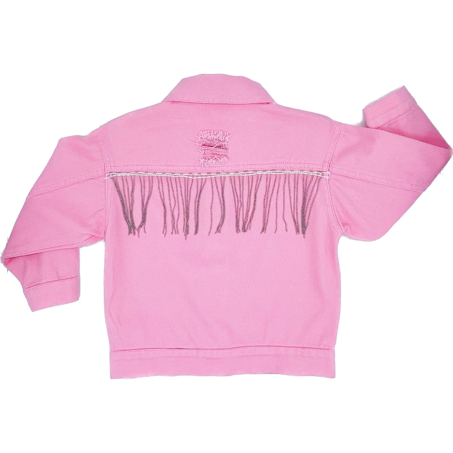 Pink Fringe Denim Jacket