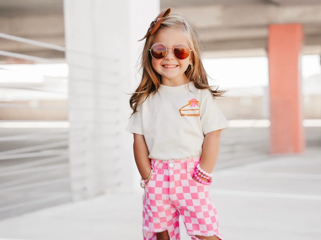 Denim Jeans - pink checker