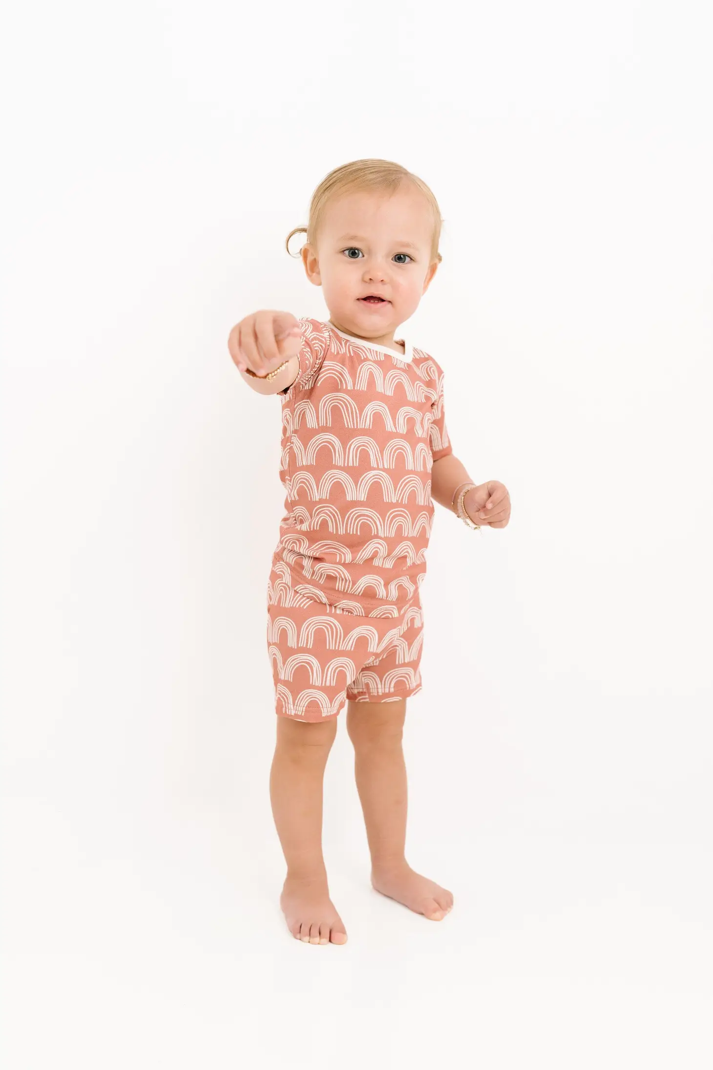 Pink Rainbows Bamboo Shorts Set