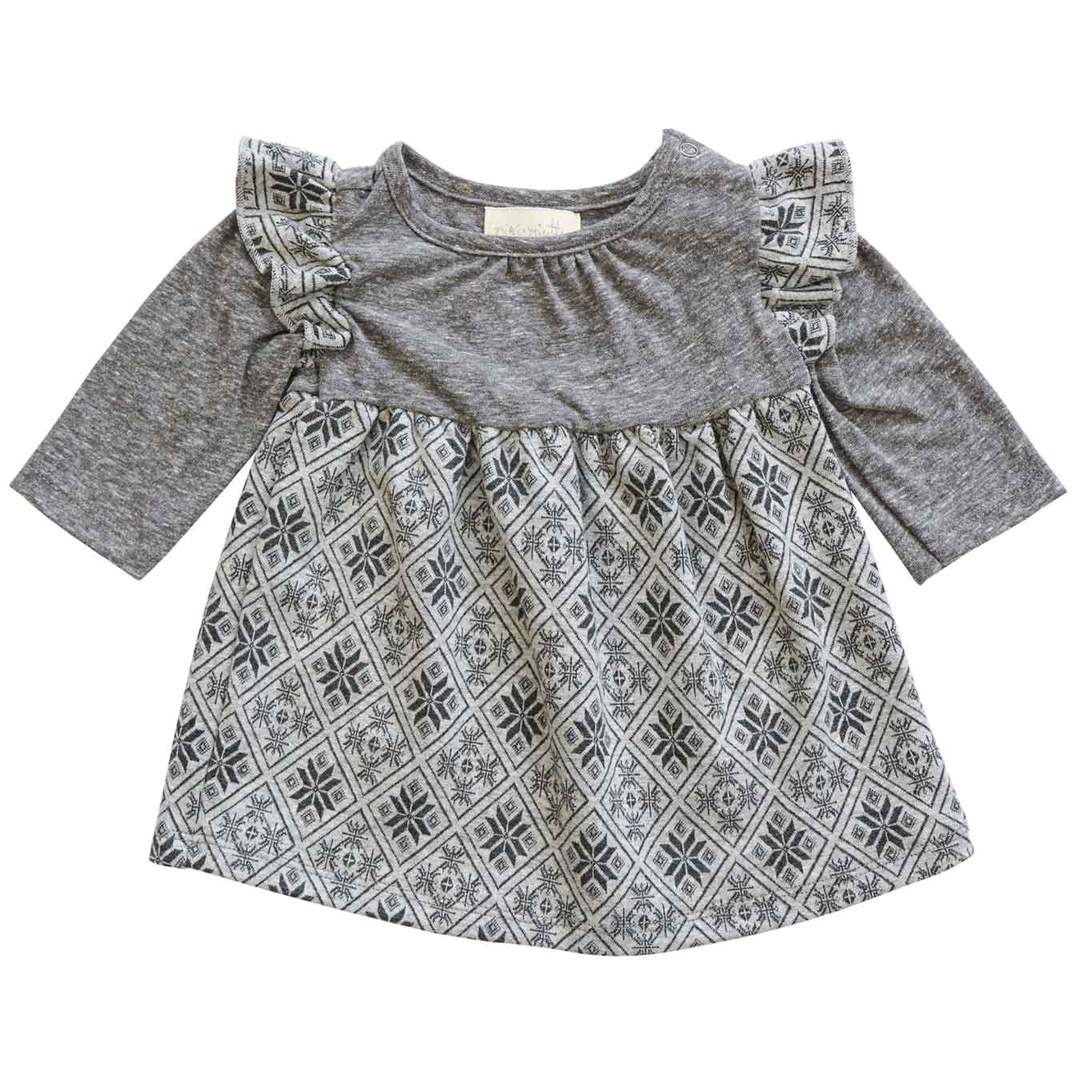 Olive Flutter Dress Noel Snowflake