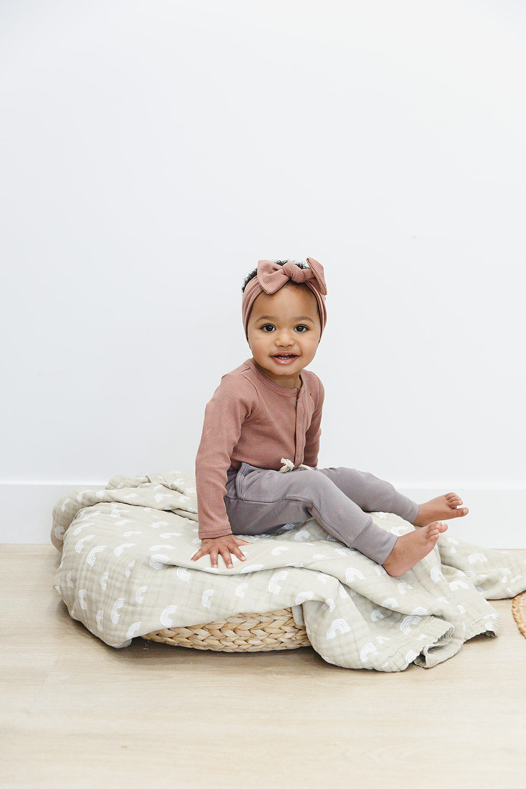 Dusty Rose Organic Snap Long Sleeve Ribbed Bodysuit