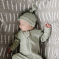 Sage Organic Ribbed Newborn Knot Hat