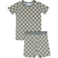 Light Green Checkered Bamboo Cozy Short Set