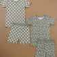 Light Green Checkered Bamboo Cozy Short Set