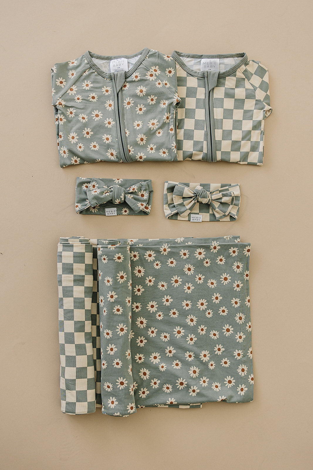 Light Green Checkered Bamboo Head Wrap