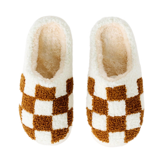 Checkered Slippers Taupe