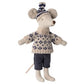 Winter mouse with ski set, Dad - Blue