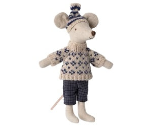 Winter mouse with ski set, Dad - Blue