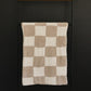 Taupe Checkered Plush Blanket
