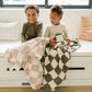 Taupe Checkered Plush Blanket