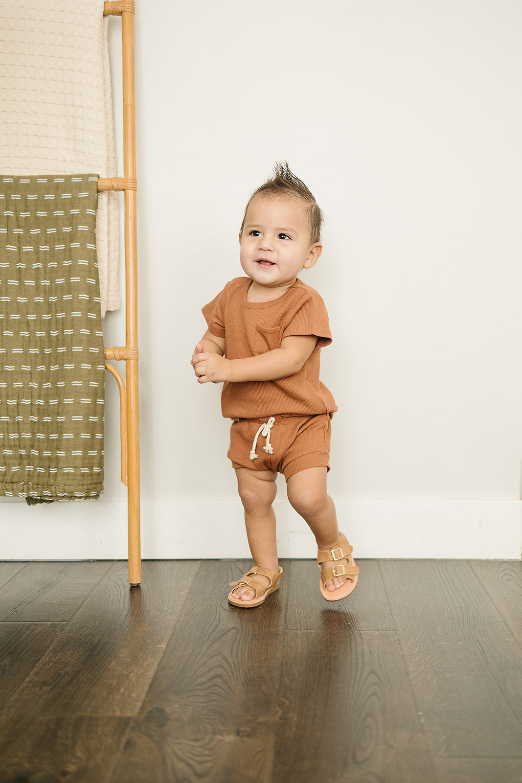 Rust Organic Cotton Ribbed Short Set