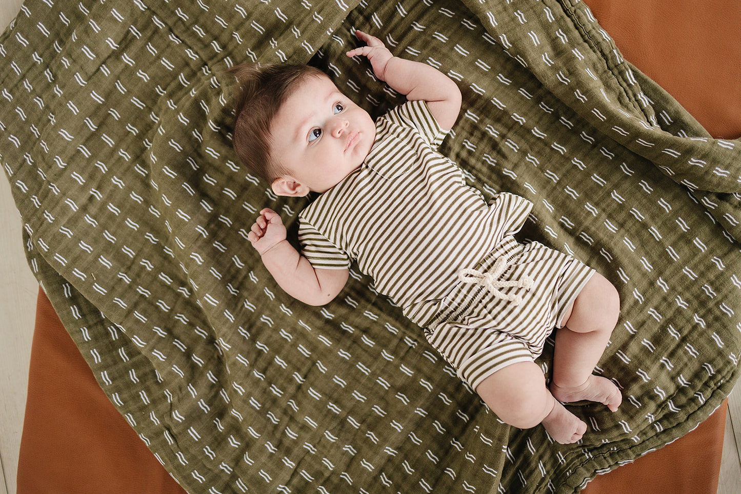 Olive Stripe Short Set