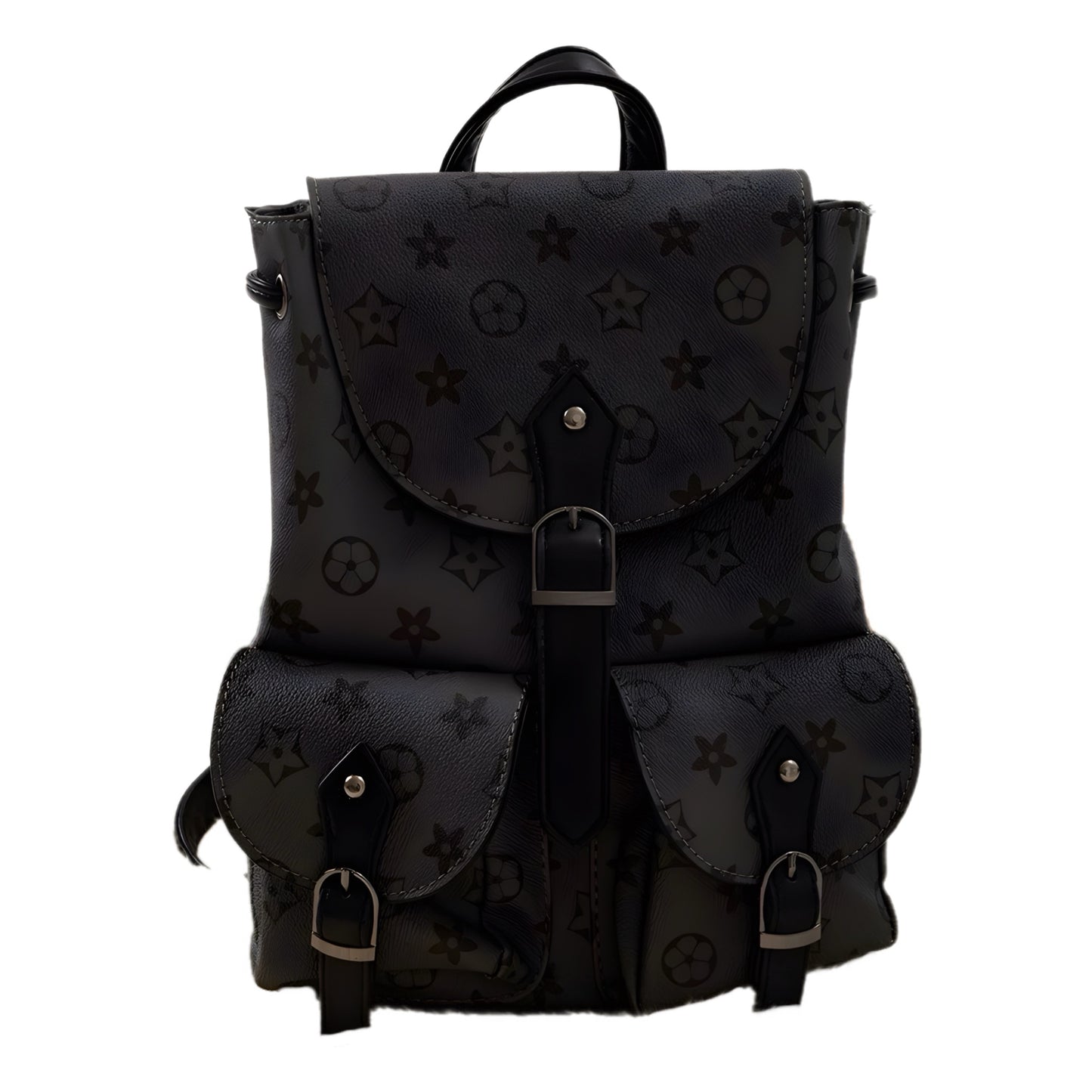 Vegan Leather Backpack Double Pocket