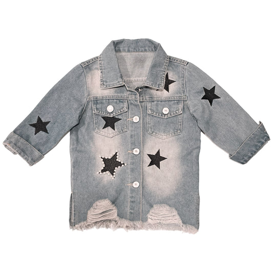 Distressed Denim Button Up