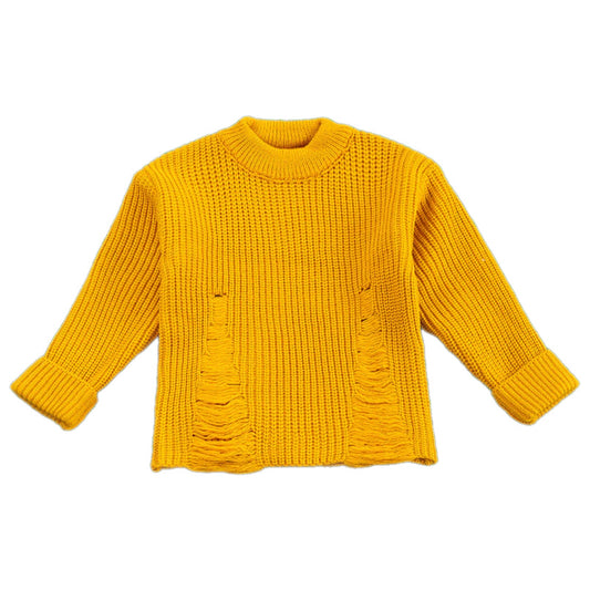 Distressed Mustard Knit Sweater
