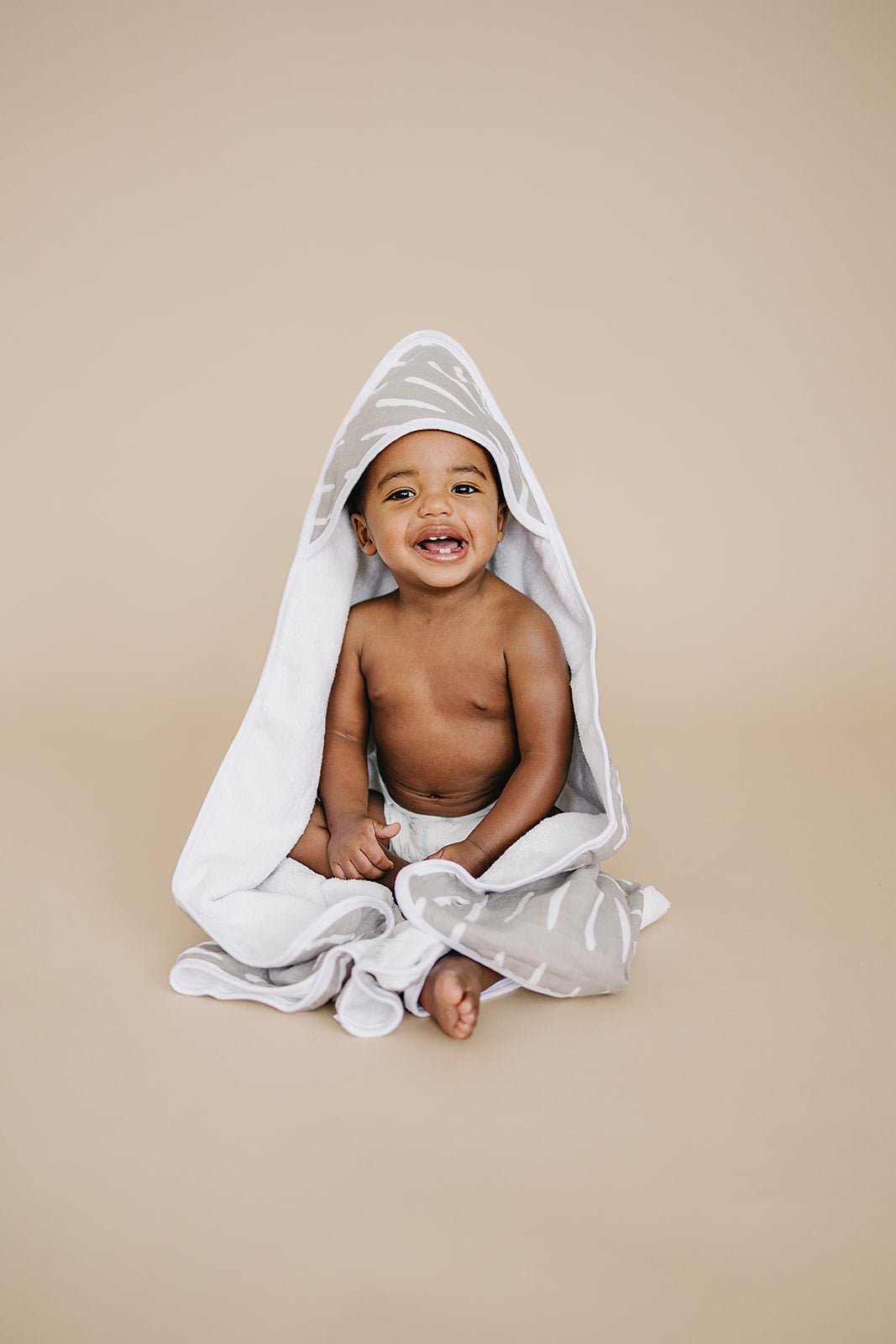 Grey Dash Muslin Hooded Towel