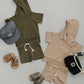 Olive Hooded Tee and Pocket Short Set