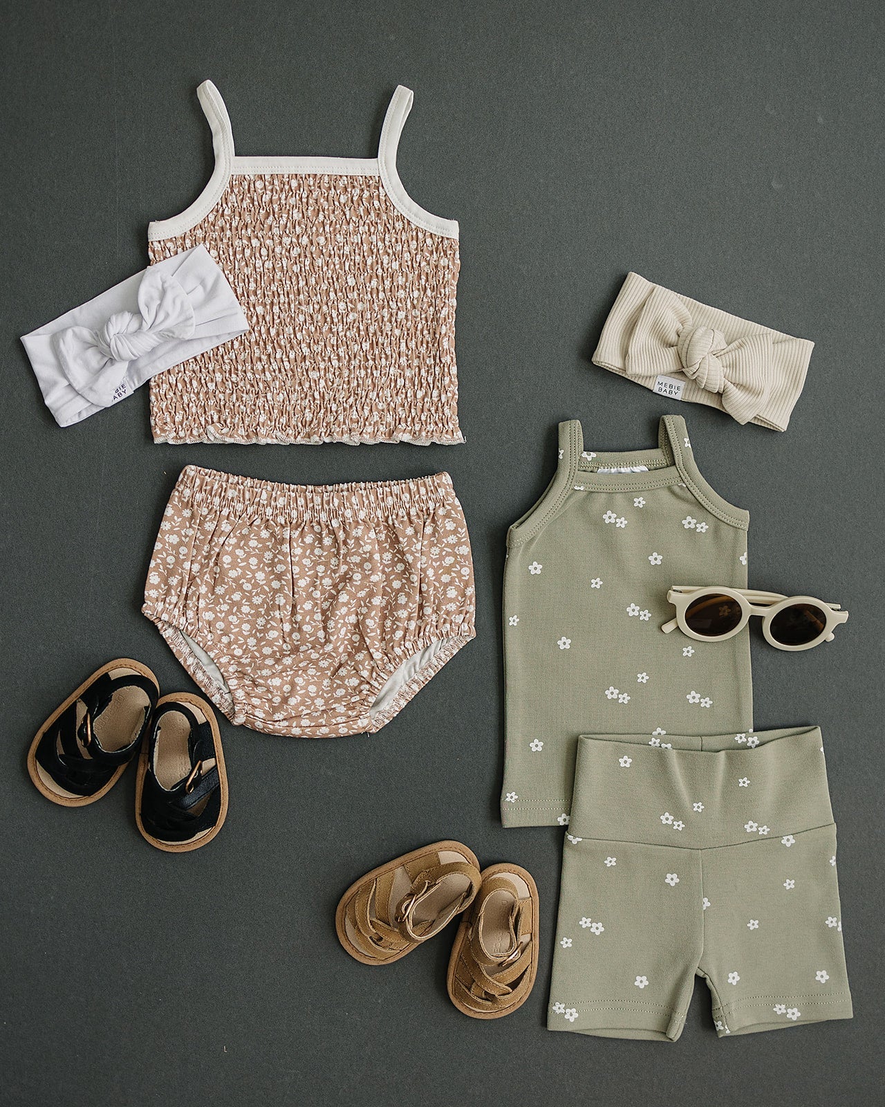 Sage Floral Tank + Biker Short Set