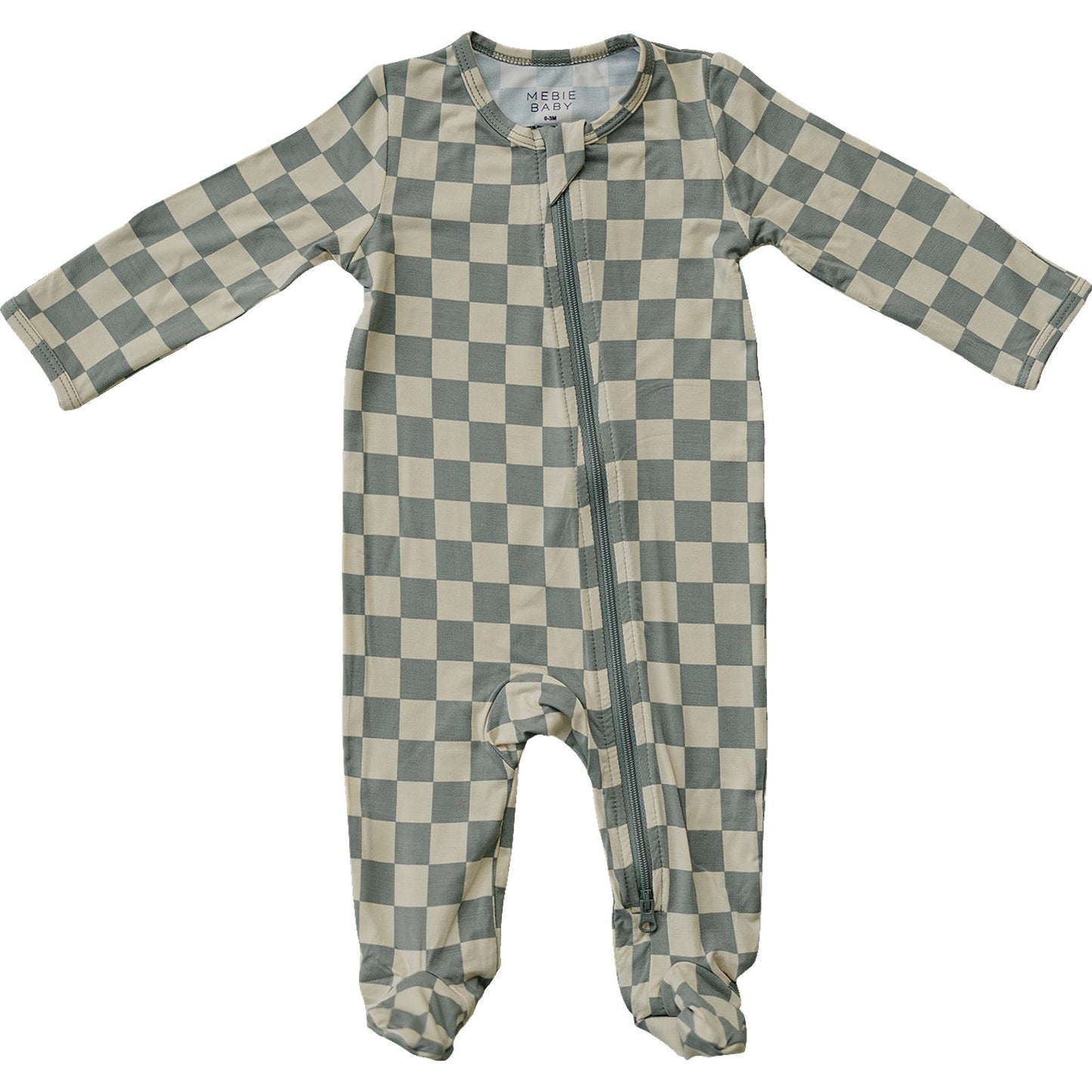 Light Green Checkered Footed Bamboo Zipper