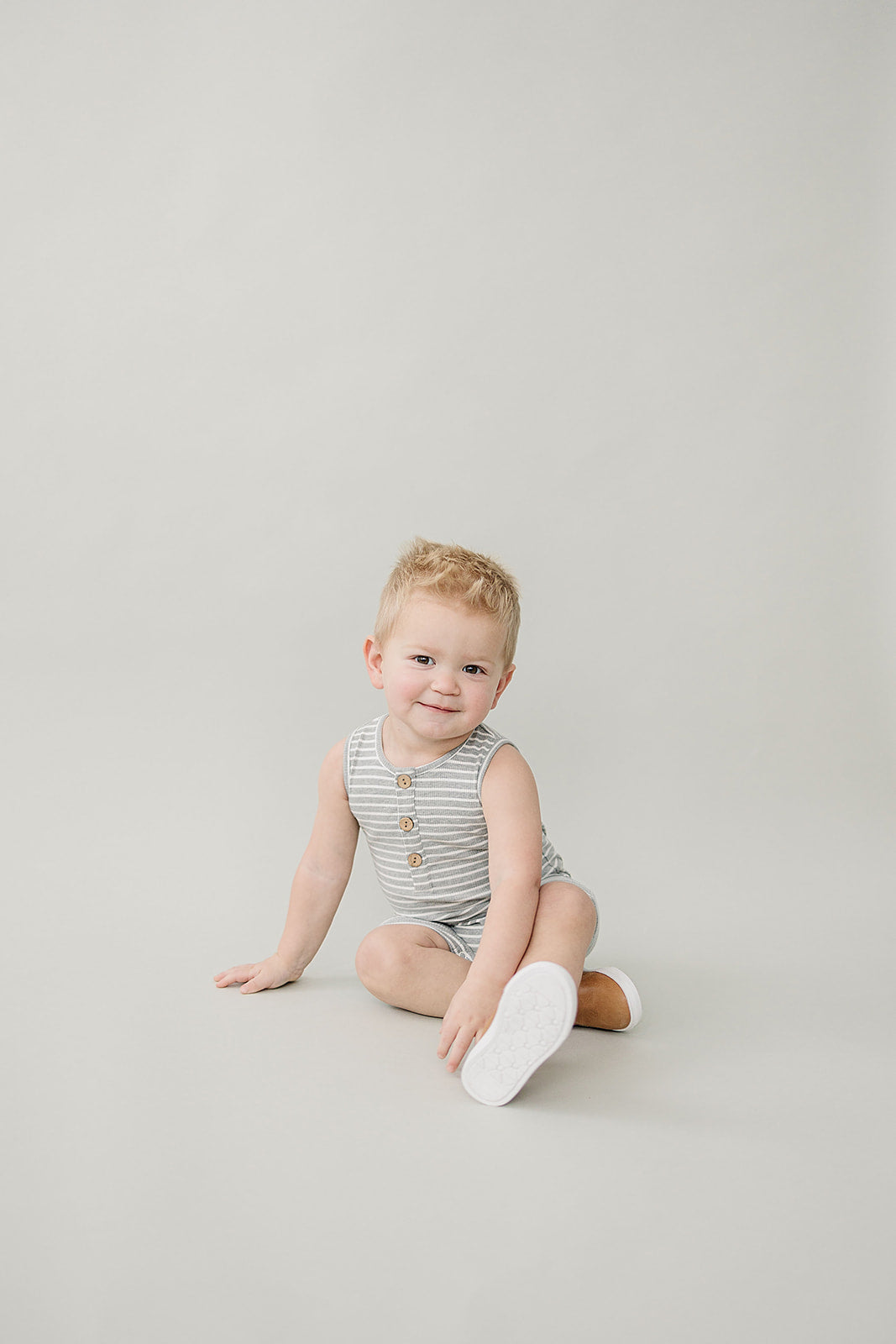 Grey Stripe Short Romper