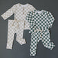 Taupe Checkered Two-piece Button Set