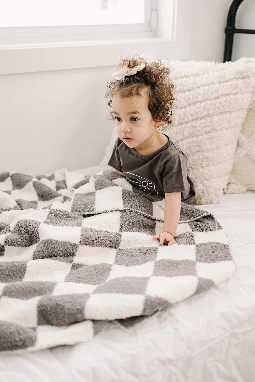 Charcoal Checkered Plush Blanket