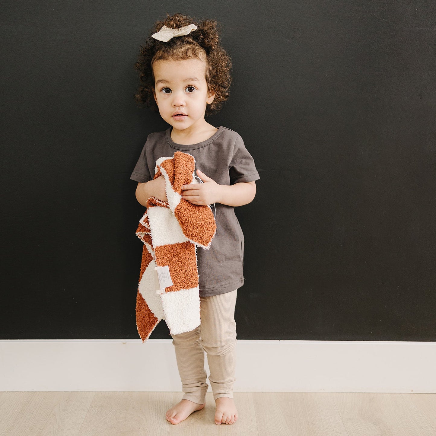 Rust Checkered Plush Blanket