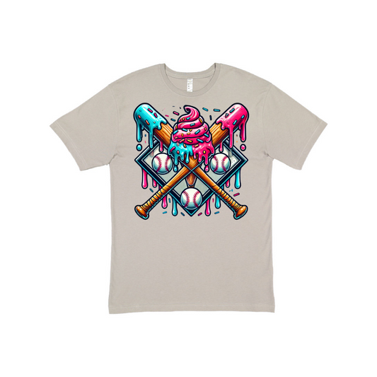 Baseball Bat Melt Ice Cream Graphic Tee