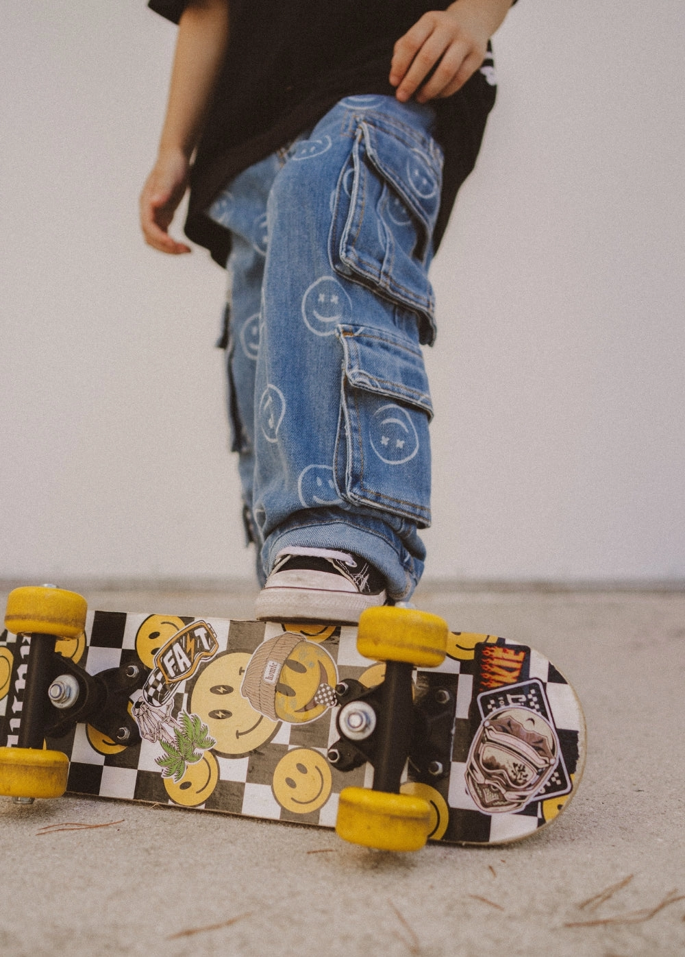 Smiley Face Baggy Jeans Blue