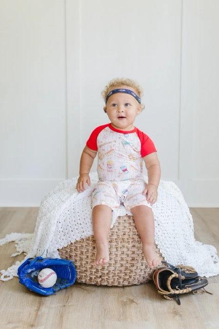 Baseball Snacks Raglan Romper