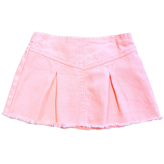 Cher Distressed Denim Skirt - Pink
