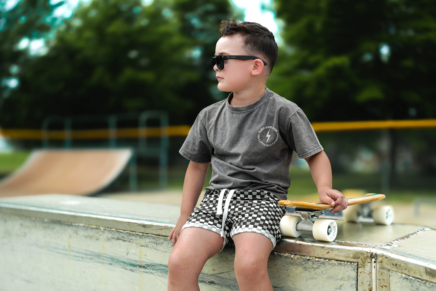 Boys Clothes Check Ya Later Shorts Black Gray