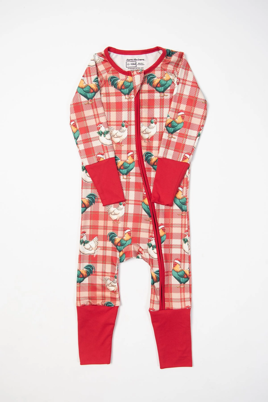 Christmas Chickens Plaid Baby Zippy