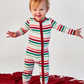 Holly Jolly Stripe Footed One Piece Pajama