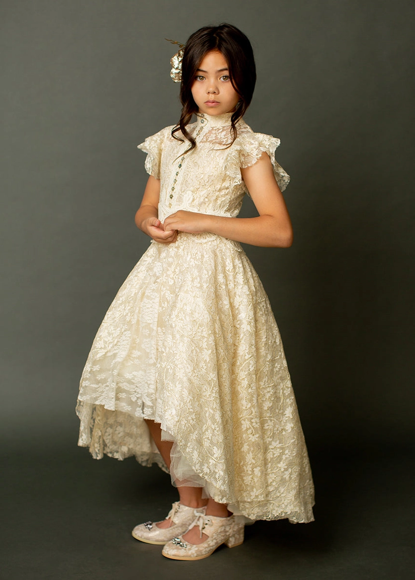 Toddler Kristy Petticoat Dress in Cream Metallic